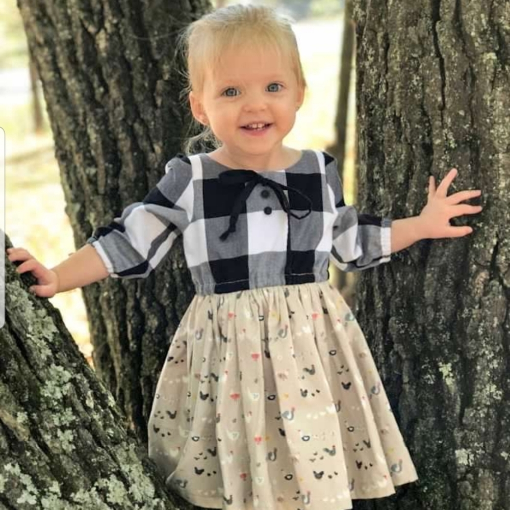 Maddy James Boutique girls dress 18mos "chickens"